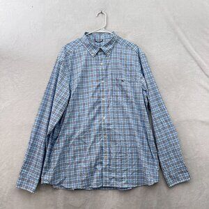 Vineyard Vines Shirt Men XL Blue Plaid  On The Go Performance Logo Pocket Button